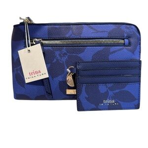 Trina Turk Blue Floral Pouch and Card Holder